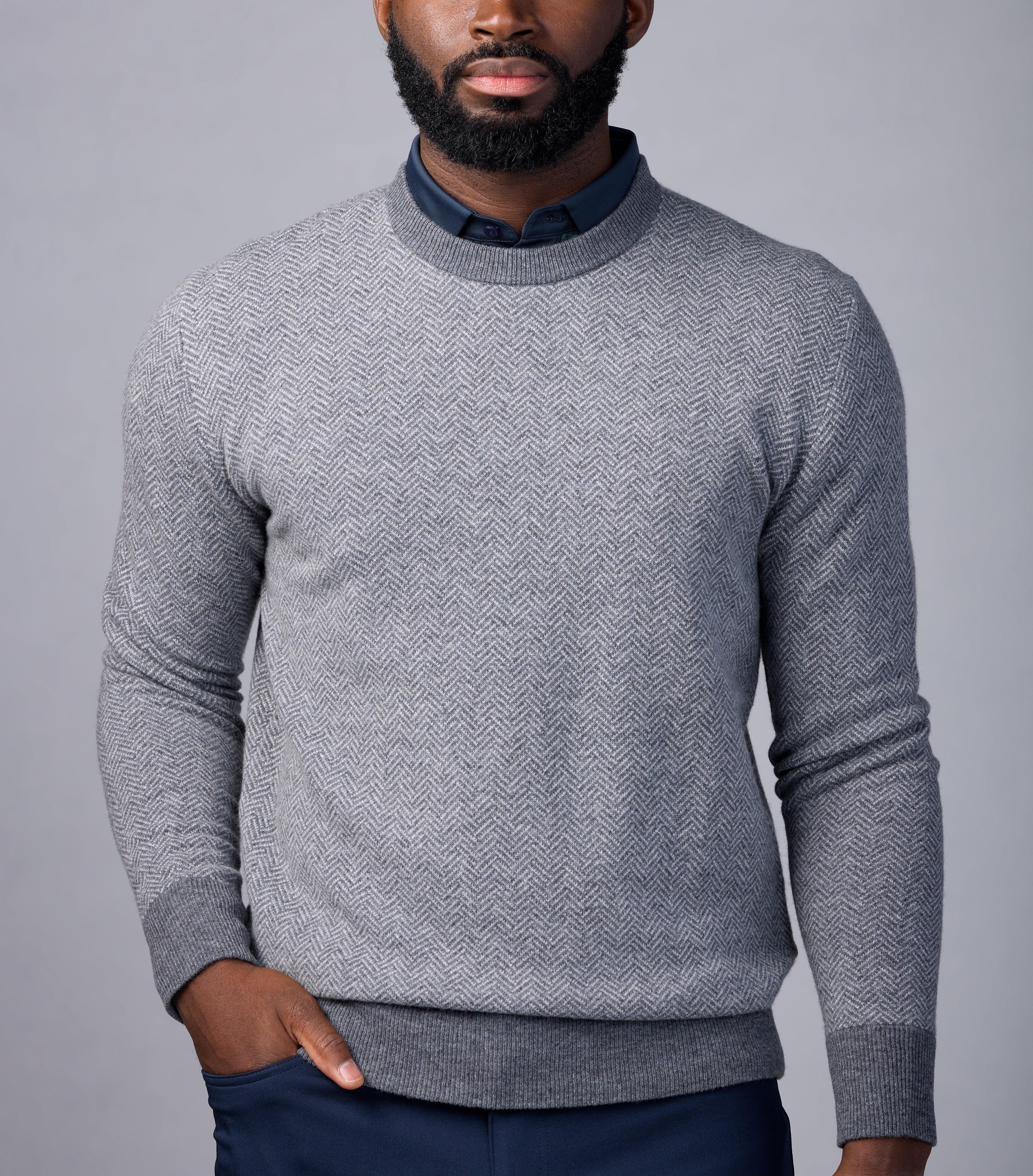 Sero Cashmere Crewneck - Herringbone